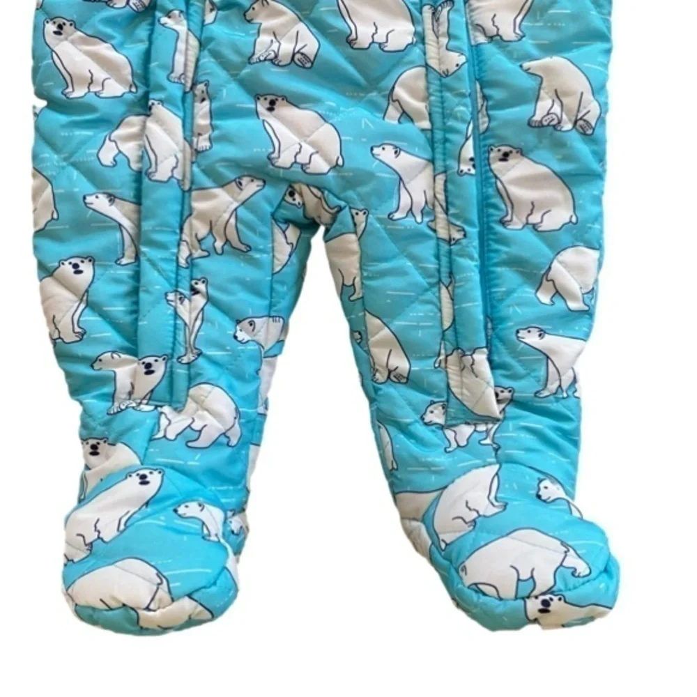 WIPPETTE Infant Hooded Snowsuit Turquoise/Pink Polar Bear Infant Size 9M NWOT